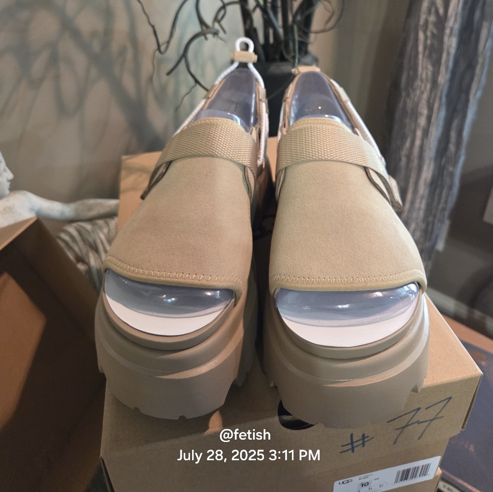 Ugg Cady Plateform Sandals In Sand Suede Leather Designer Summer Walking Shoe 78 - Picture 9 of 11